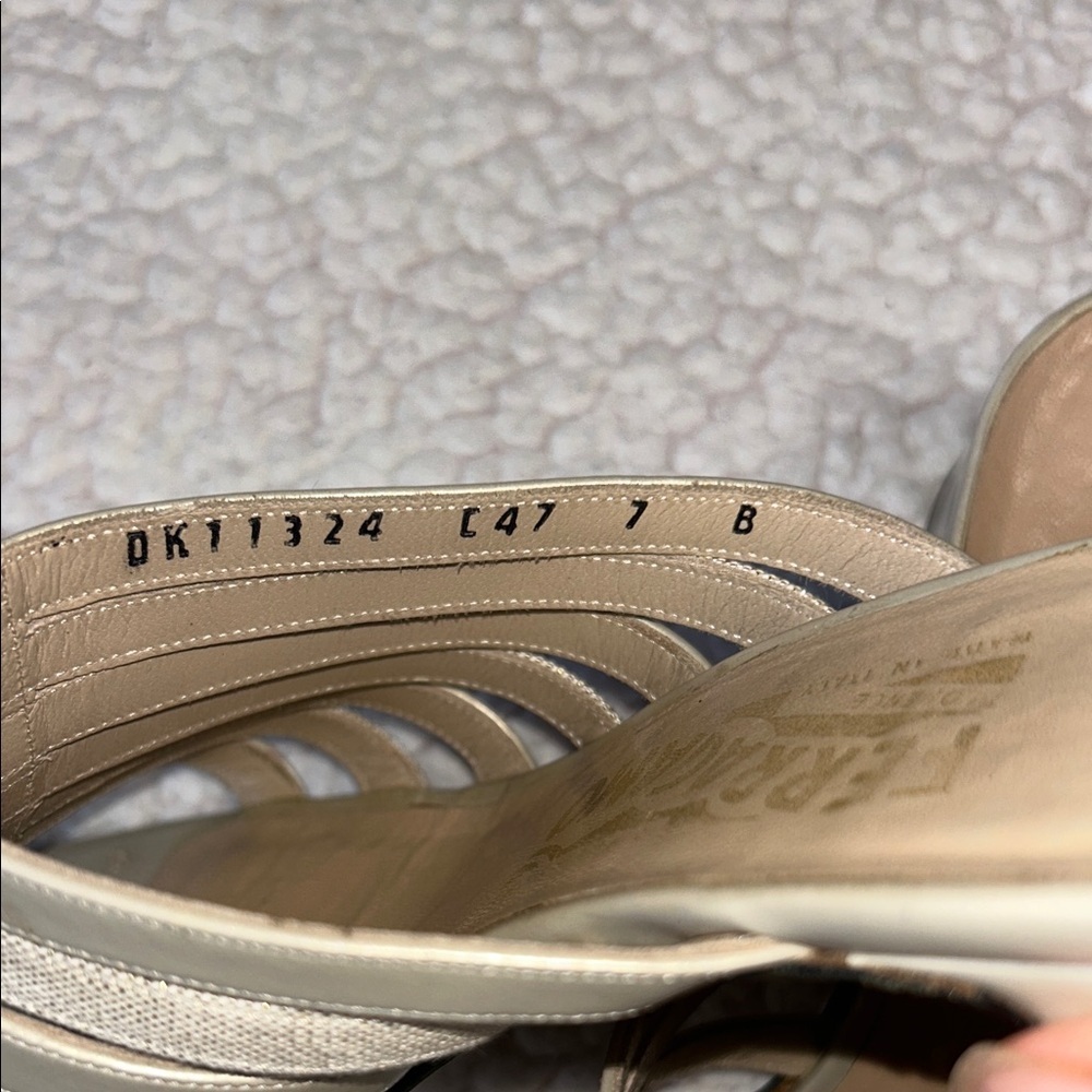 Salvatore Ferragamo Metallic Gold Strappy Mules - Picture 9 of 14